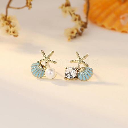 Alloy Enamel Shell Shape Stud Earrings FS-WG66C11-03-1