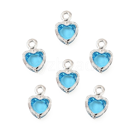 Heart Brass Glass Charms LS-KK-S385-01S-08-1