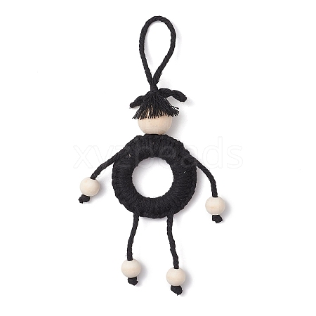 Handmade Macrame Cotton Cord Puppet Pendant Decorations HJEW-JM02656-02-1