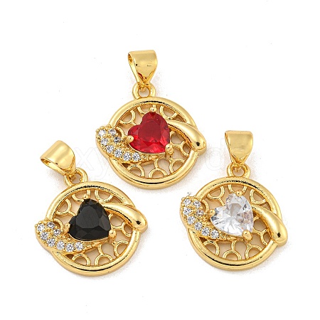 Rack Plating Brass Micro Pave Cubic Zirconia Pendants KK-G513-23A-04G-1