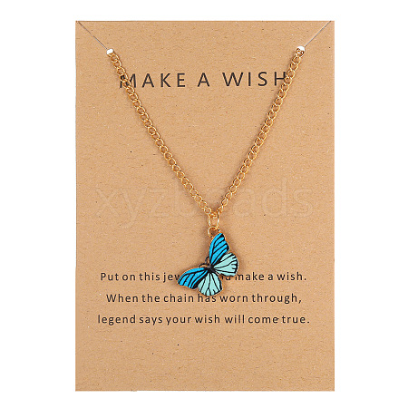 Bohemian Alloy Enamel Butterfly Pendant Necklaces for Women WG0CAA2-02-1