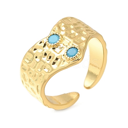 Heart Rack Plating Brass Micro Pave Cubic Zirconia Open Cuff Rings for Women RJEW-M022-26G-1