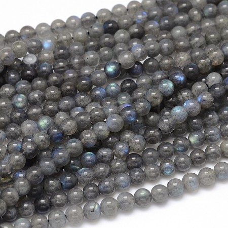 Natural Labradorite Round Bead Strands G-O087-05-6mm-1