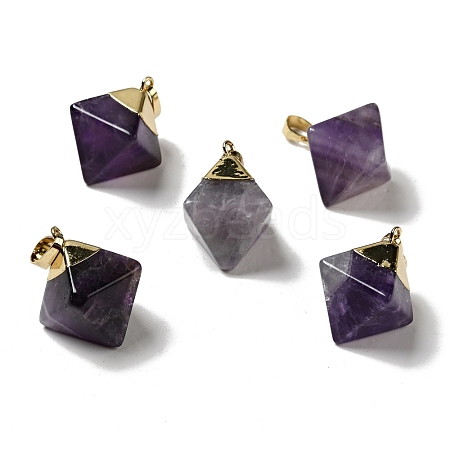 Natural Amethyst Pendants G-P474-03G-05-1