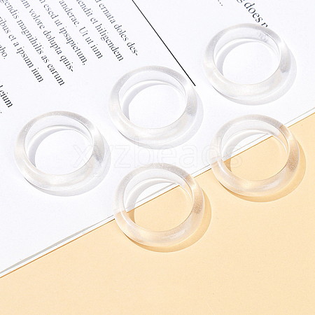 Natural Quartz Crystal Plain Band Finger Rings PW-WG26698-05-1