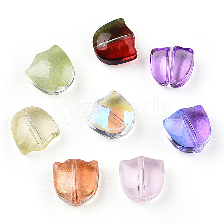 Spray Painted Transparent Glass Beads X-GLAA-T022-26-1