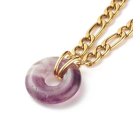 Natural Amethyst Donut Pendant Necklace NJEW-JN03815-02-1