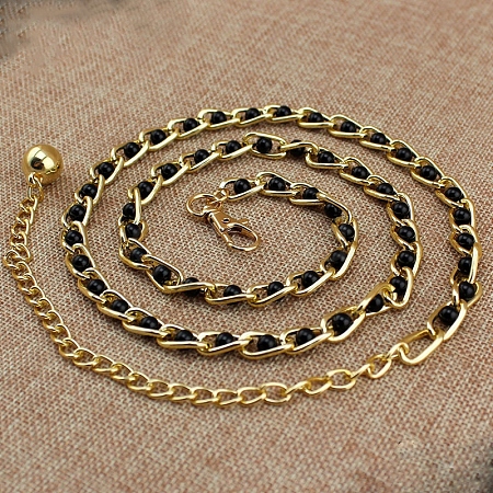 Alloy & Plastic Round Beads Twisted Belly Chains WGB594E-01-1