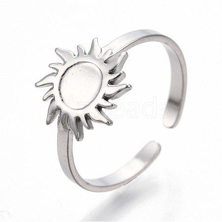 304 Stainless Steel Sun Cuff Rings RJEW-N038-116P-1