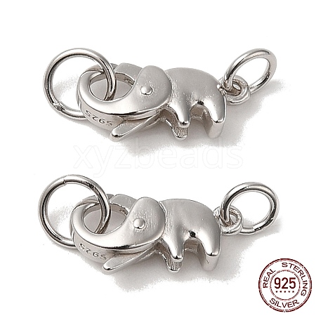 Rhodium Plated 925 Sterling Silver Lobster Claw Clasps with Jump Rings STER-D006-15P-1