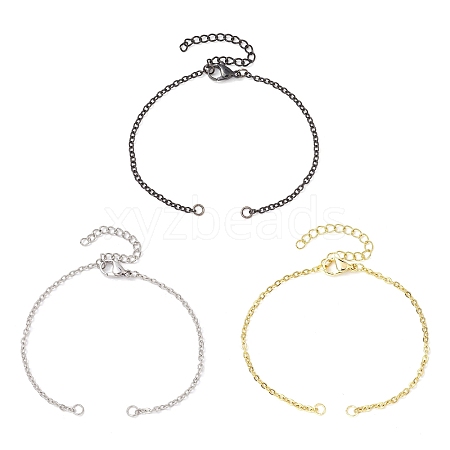 3Pcs 3 Colors Stainless Steel Cable Chain Bracelet Making AJEW-JB01231-1