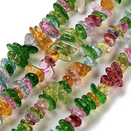 Transparent Crackle Glass Beads Strands GLAA-U004-01D-1