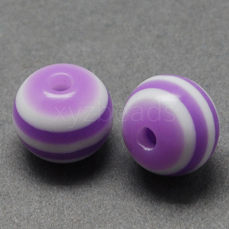 Round Striped Resin Beads RESI-R158-10mm-07-1