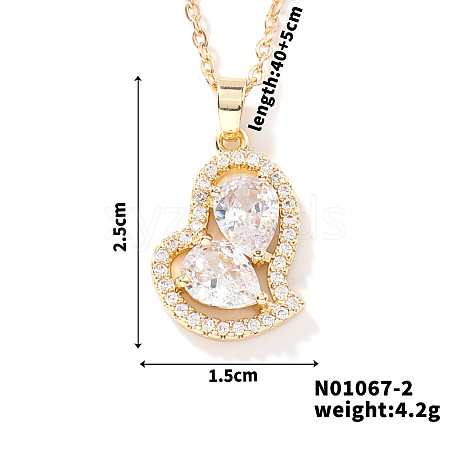 Elegant and Unique Style Brass & Glass Lock Collar Heart Pendant Necklaces for Women FN1868-2-1