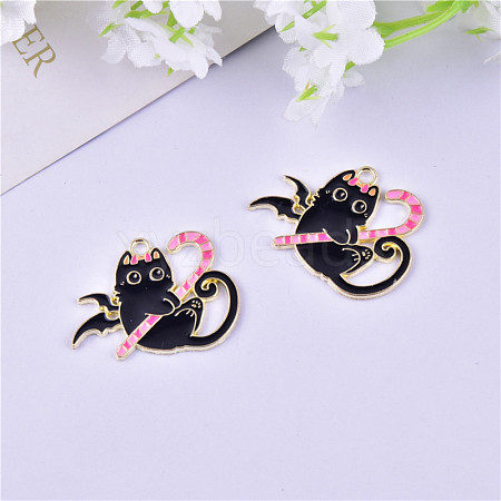 Halloween Theme Alloy Enamel Pendants HAWE-PW0001-075B-1