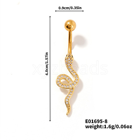 Shiny Brass Crystal Rhinestone Belly Button Rings CZ7821-8-1