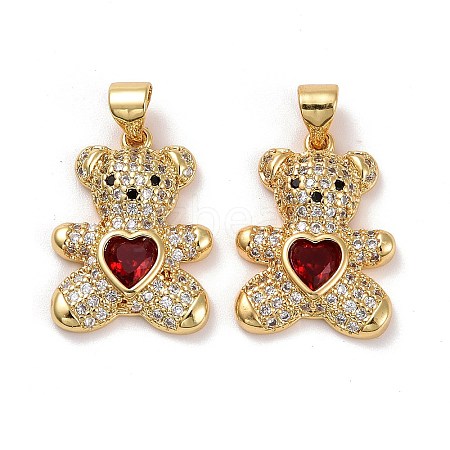 Brass Micro Pave Cubic Zirconia Pendants KK-K258-24H-G-RS-1