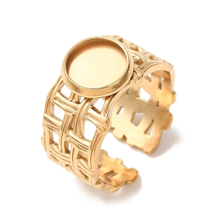 Woven Bezel 304 Stainless Steel Cuff Ring Components SA-CBAD8FA-01G-01-1