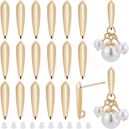 BENECREAT 40Pcs Brass Stud Earring Findings KK-BC0009-04-1