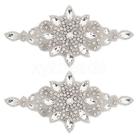 Flower Hotfix Rhinestone Appliques PATC-WH0008-83A-1