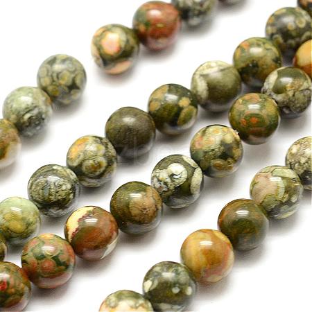 Natural Rhyolite Jasper Bead Strands G-G684-01-4mm-1