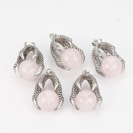 Natural Rose Quartz Pendants G-S292-01D-1