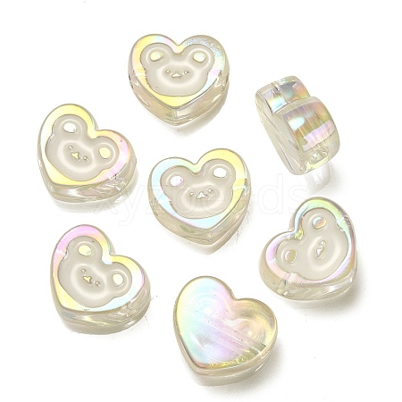 UV Plating Rainbow Iridescent Acrylic Enamel Beads OACR-G012-12B-1