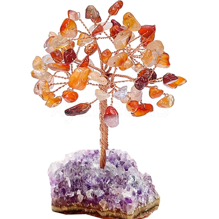 Natural Red Agate Chips Tree of Life Decorations PW-WGF14D3-07-1