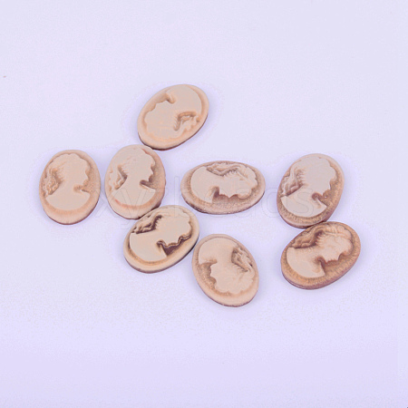 Resin Cameo Lady Head Cabochons CRES-WH0002-01F-1