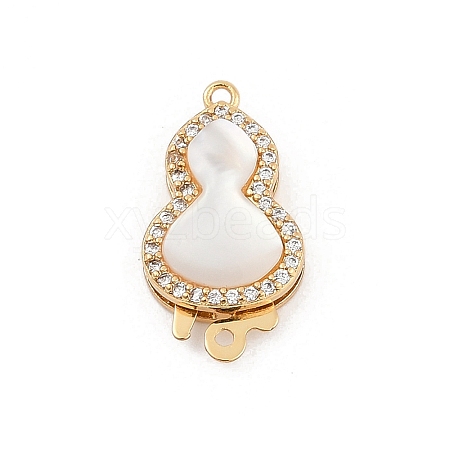 Gourd Brass Micro Pave Clear Cubic Zirconia Box Clasps KK-U051-01G-05-1