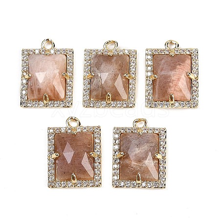 Natural Sunstone Faceted Rectangle Pendants G-I375-05G-04-1