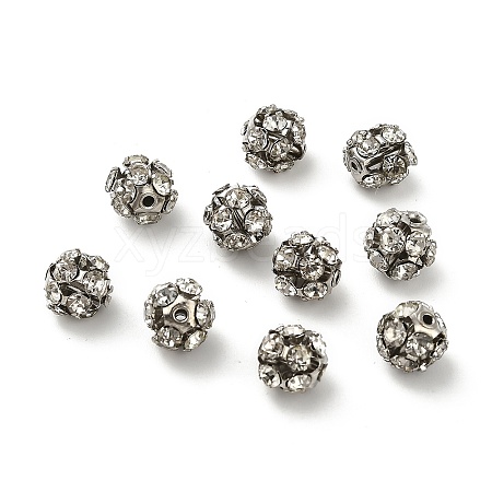 7mm Brass Crystal Rhinestone Beads KK-S519-01B-P-1