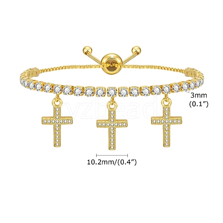 Adjustable Golden Stainless Steel Micro Pave Cubic Zirconia Slider Bracelets PW-WGC23C4-04-1