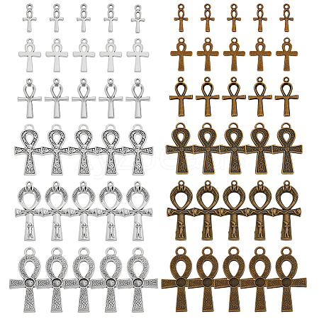 60Pcs 12 Styles Tibetan Style Zinc Alloy Pendants FIND-PH0024-83-1