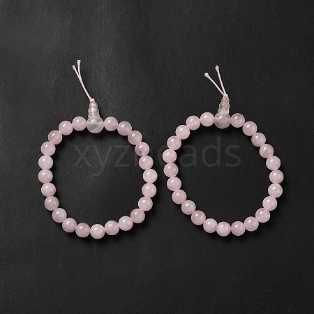 Natural Rose Quartz Gourd Beaded Stretch Bracelet for Women G-G997-G05-1