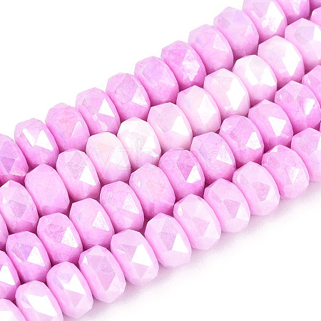 Anti-Tarnish Electroplate Glass Beads Strands GLAA-T025-8mm-11G-1