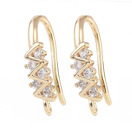 Brass Micro Pave Cubic Zirconia Earring Hooks KK-U008-11G-1