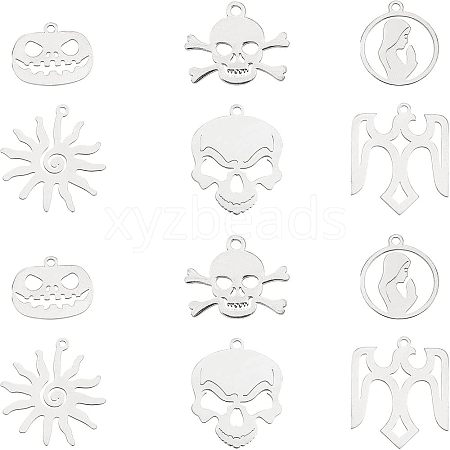 Unicraftale 12Pcs 6 Style 201 Stainless Steel Pendants STAS-UN0020-22P-1