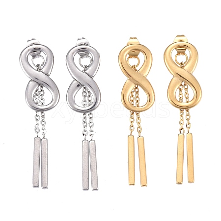 304 Stainless Steel Chain Tassel Earrings EJEW-I248-30-1