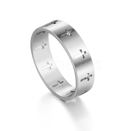 Stainless Steel Cross Finger Ring RELI-PW0001-003A-P-1