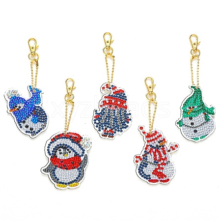 Christmas Theme DIY Diamond Painting Keychain Kit DRAW-PW0007-03I-1