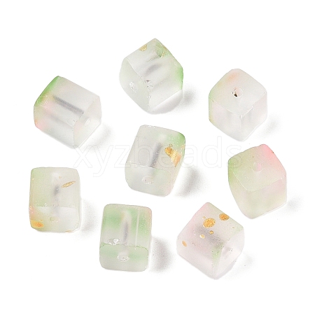 Frosted Glass Beads with Golden Glitter Powder LS-DGLA-NH001-8mm-01E-1