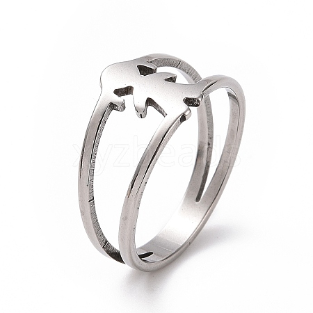 Non-Tarnish 201 Stainless Steel Girl Shape Finger Ring RJEW-J051-20P-1