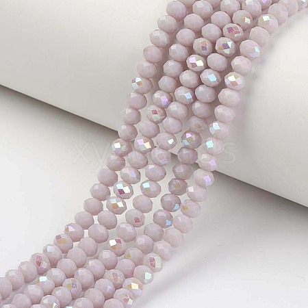 Electroplate Opaque Solid Color Glass Beads Strands X-EGLA-A034-P8mm-L08-1