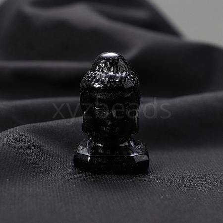 Natural Obsidian Healing Buddha Head Figurines PW-WG58851-04-1