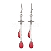 Teardrop with Sword Alloy Dangle Earrings EJEW-JE06311-2