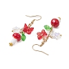 304 Stainless Steel Butterfly & Mushroom Dangle Earrings for Women EJEW-JE06235-01-4