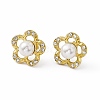 Crystal Rhinestone Flower Stud Earrings with Acrylic Pearl Beaded EJEW-P212-01G-1