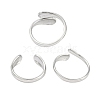 304 Stainless Steel Teardrop Open Cuff Rings for Women RJEW-C095-06P-3