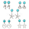 304 Stainless Steel Dangle Stud Earrings EJEW-JE06302-2